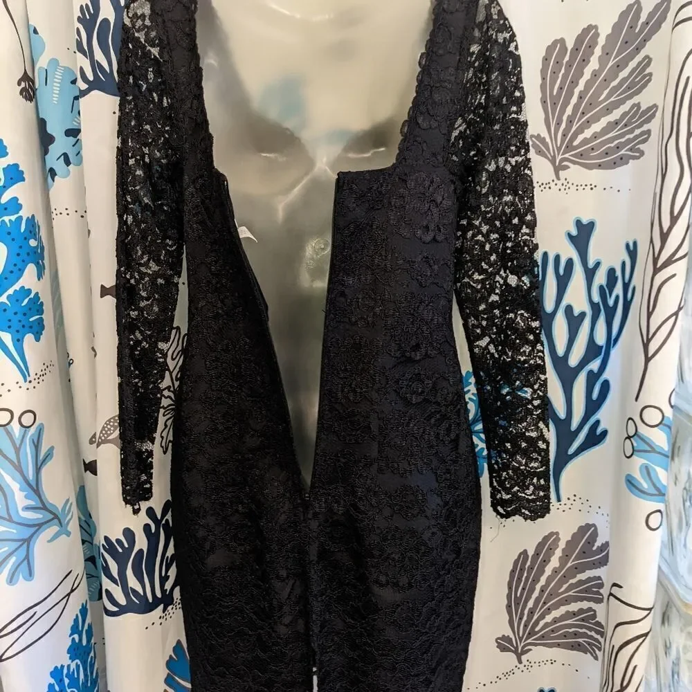 VTG 90s Black Lace Cocktail Mini Dress by Moda International Size 6 - Picture 5 of 16
